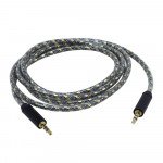 Wholesale Auxiliary Music Cable 3.5mm to 3.5mm Glossy Braided Wire Cable (Black)